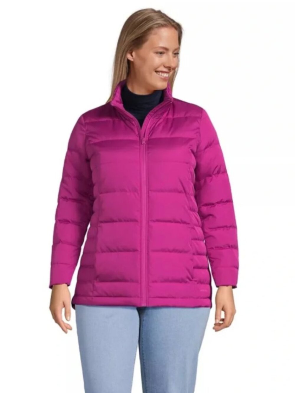 Lands' End Down Puffer Jacket Pink Women's Size XS Insulated Winter Coat Outdoor
